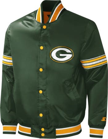 Green Bay Packers Starter Midfield Satin Full-Snap Varsity Jacket - Green