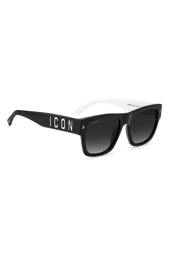 Shop Dsquared2 55mm Square Sunglasses In Black/ White