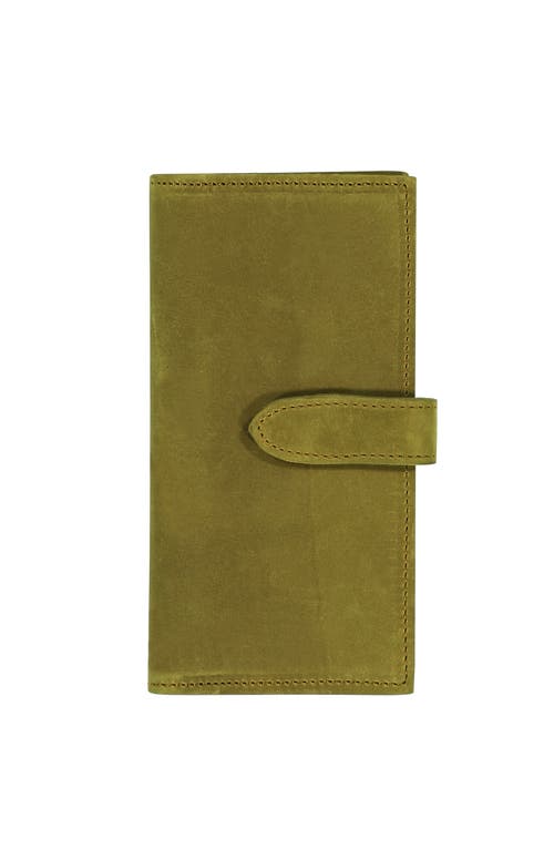 Sarep + Rose Kenya 8 Compartment Bifold Wallet In Olive Green Nubuck