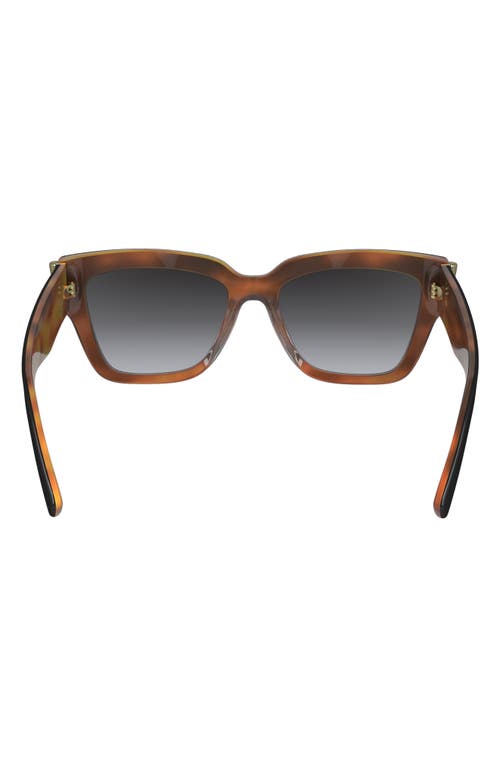 Shop Longchamp 53mm Gradient Modified Rectangular Sunglasses In Black/havana