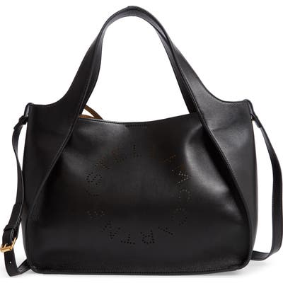 Stella Mccartney Perforated Logo Faux Leather Satchel - Black