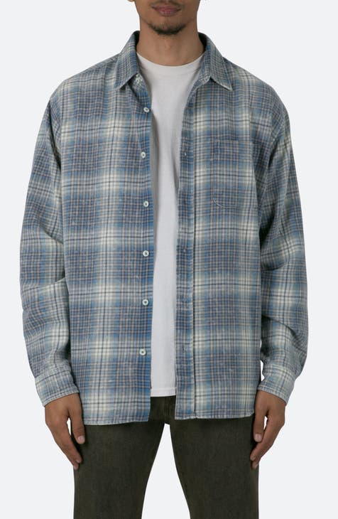 Washed Plaid Button-Up Shirt