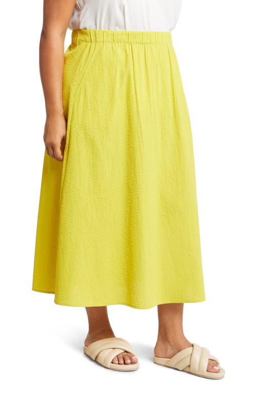 Eileen Fisher Petite Gathered Puckered Cotton Skirt In Sunbeam