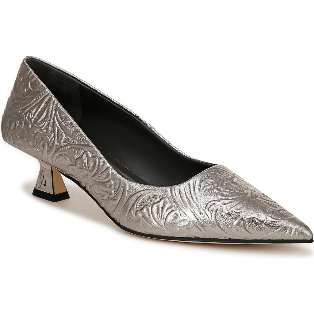 Sarto By Franco Sarto Diva Pointed Toe Kitten Heel Pump In Pewter