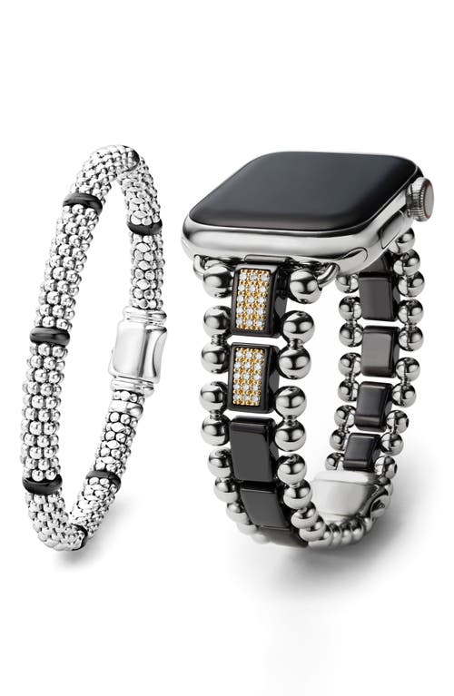 LAGOS Smart Caviar Apple Watch Watchband & Rope Bracelet Set in Silver at Nordstrom