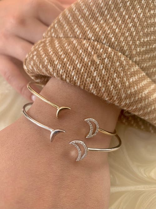 Luvmyjewelry Date Night Double Crescent Adjustable Diamond Cuff In Sterling Silver In Silver