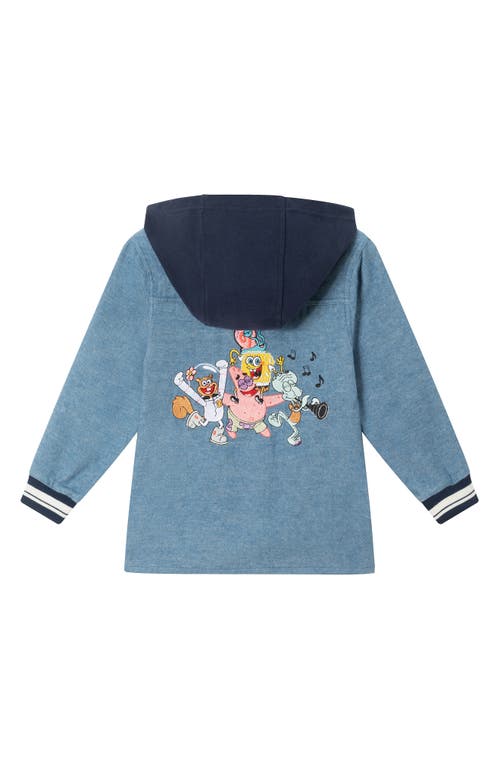 Shop Andy & Evan Kids' Shellebration Hooded Denim Shacket In Navy