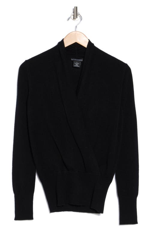 Sofia Cashmere Cashmere Faux Wrap Sweater In Black