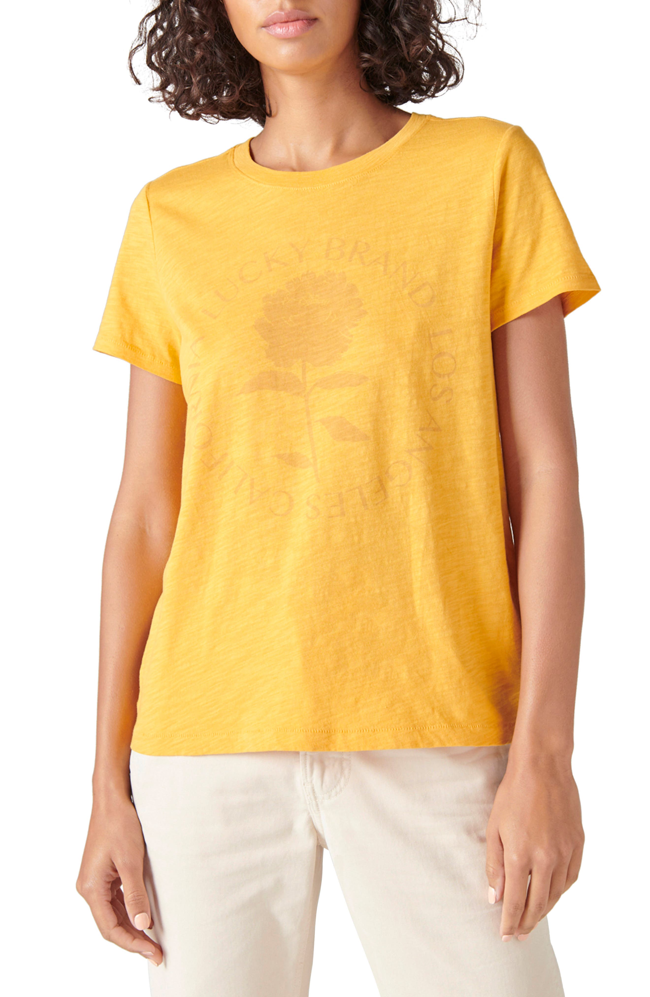 Lucky Brand Rose Cotton Graphic Tee 