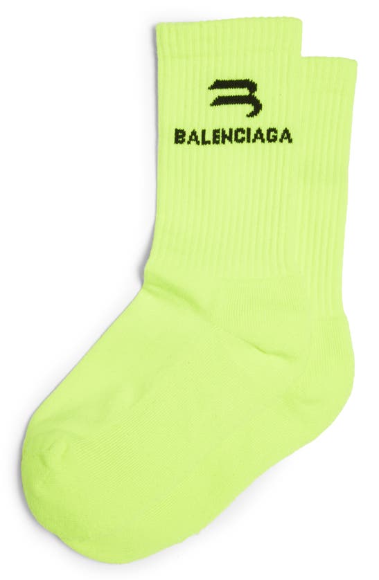 Balenciaga Logo Socks In Lemon/ Black