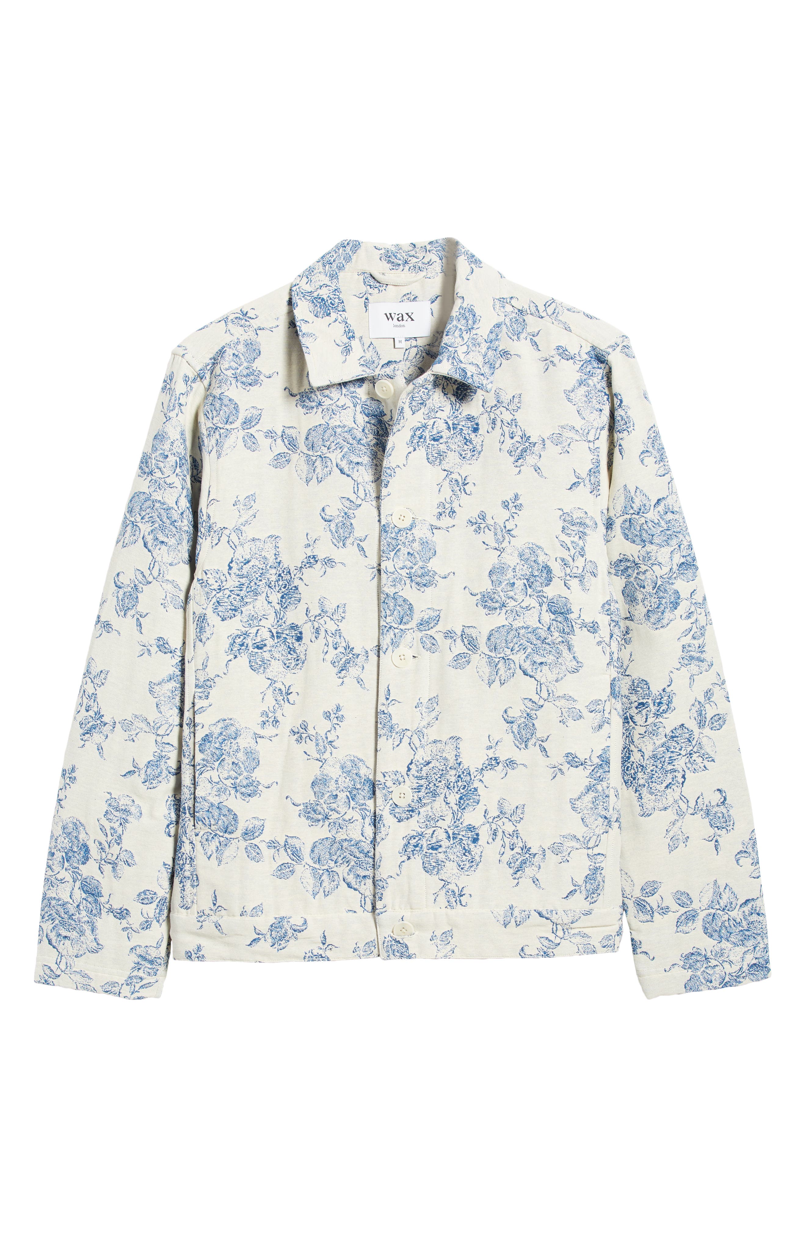 Wax London Iggy Floral Toile Jacquard Jacket in Ecru/Blue | Smart 