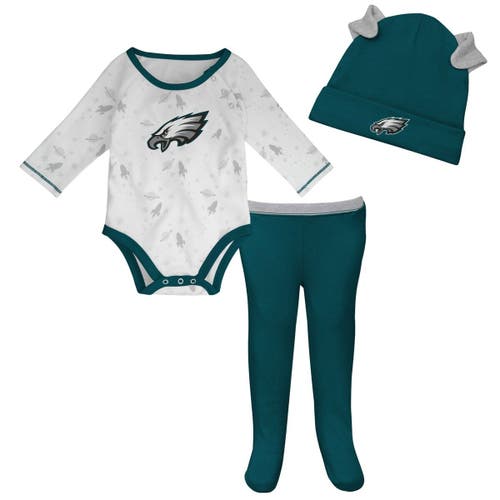 Outerstuff Newborn & Infant White/Midnight Green Philadelphia Eagles Dream Team Onesie Pants & Hat Set