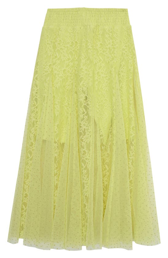 Shop Truce Kids' Maxi Lace Skirt With Bike Shorts In Lime