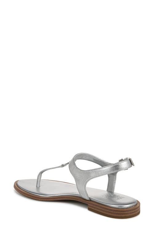 Naturalizer Lizzi T-strap Flat Sandals In Silver