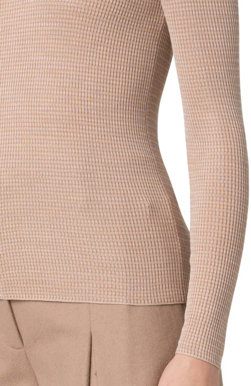 Shop Akris Fitted Rib Silk Sweater In Camel