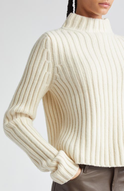 Shop Totême Toteme Wool & Cashmere Rib Funnel Neck Sweater In Snow