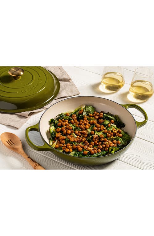 Shop Le Creuset Signature 3.5-quart Enameled Cast Iron Braiser In Olive