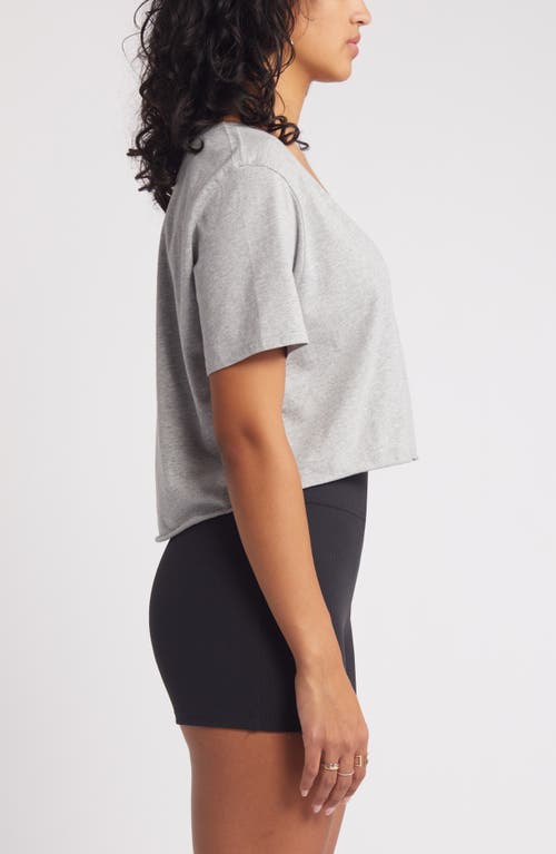 Shop Bp. Washed V-neck Crop T-shirt In Grey Heather