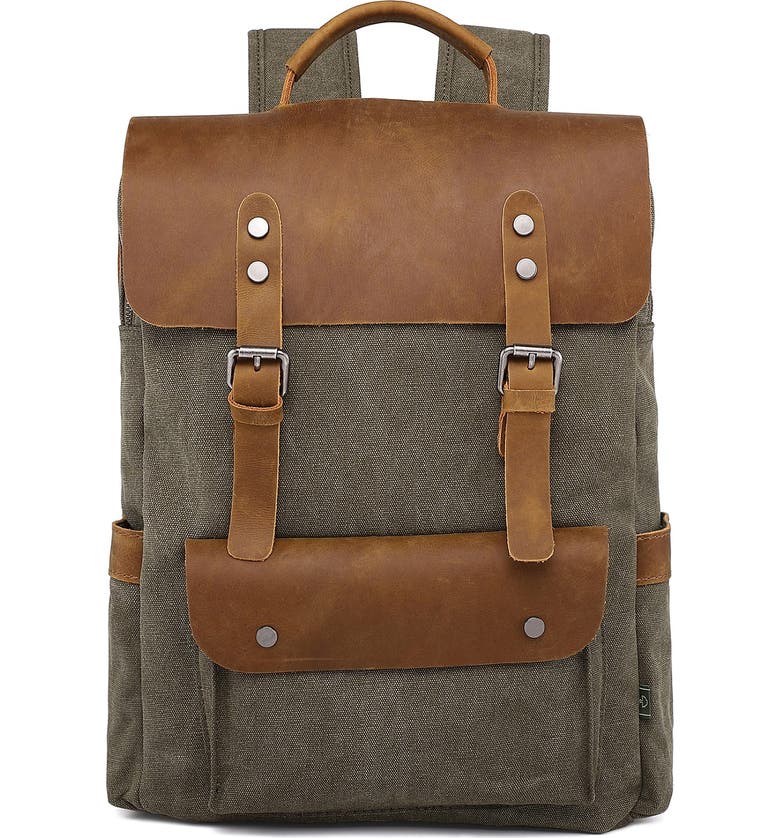 THE SAME DIRECTION Valley Hills Canvas Backpack, Main, color, OLIVE
