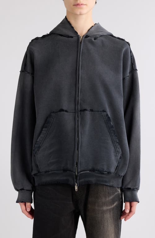 Balenciaga Distressed Graphic Hoodie In 1134 Washed Out Black