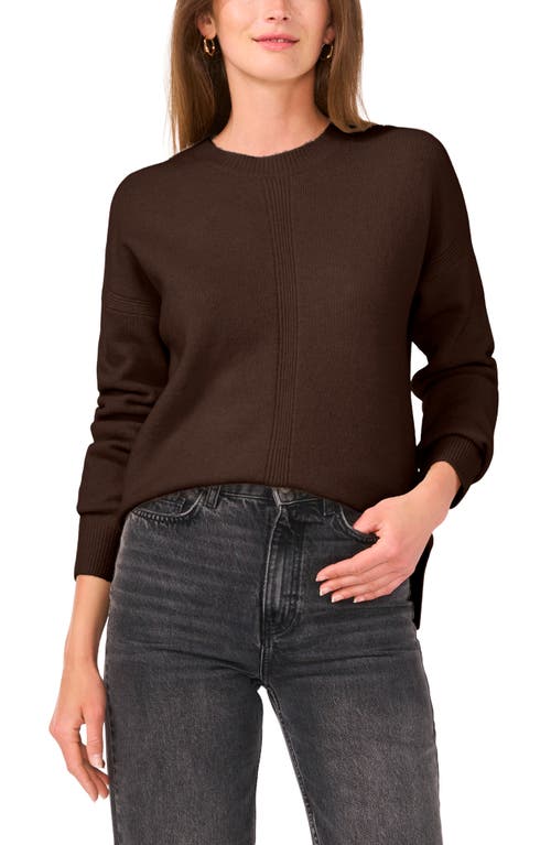 Shop Vince Camuto Cropped Crewneck Sweater In Chocolate