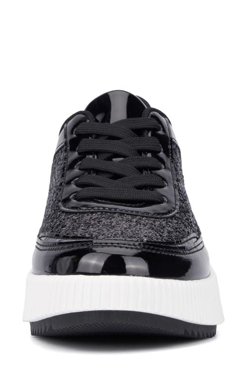 New York And Company Tana Platform Sneaker In Black Glitter