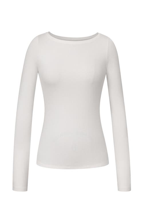 Losano Serene Rib Long Sleeve Top In Snow