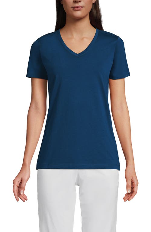 Shop Lands' End Relaxed Supima Cotton V-neck T-shirt In Baltic Teal