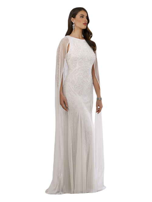 Lara New York Eve Beaded Cape Sleeve Wedding Dress In Ivory