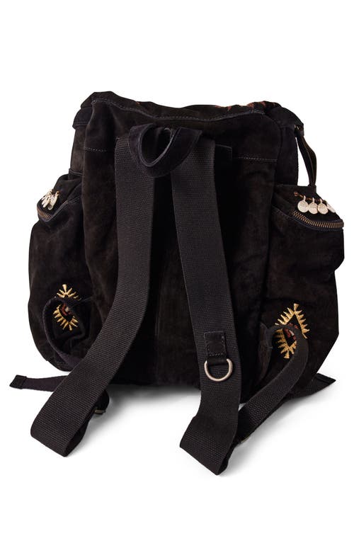 Shop Free People We The Free Versaille Embroidered Suede Backpack In Black