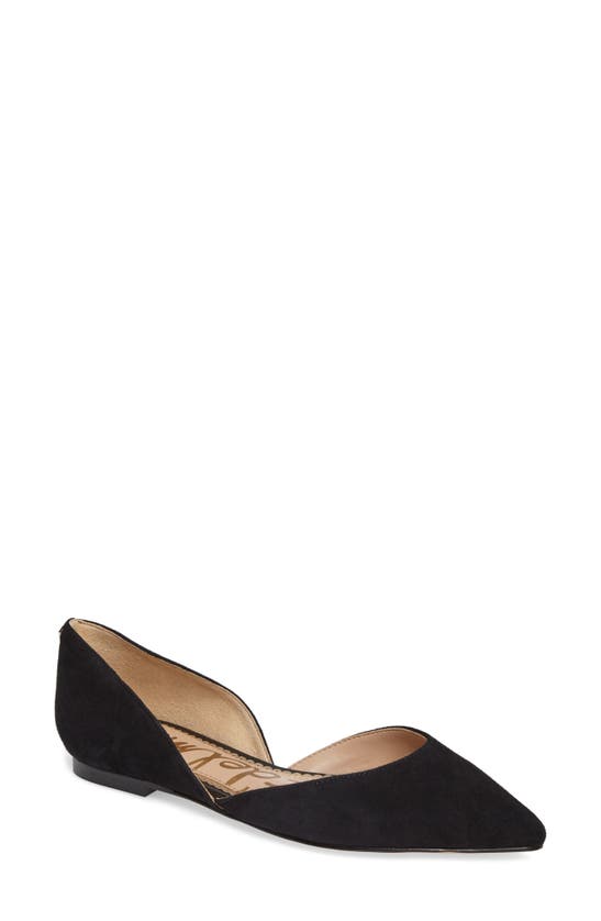 Sam Edelman Rodney Pointy Toe D'orsay Flat In Black Suede 