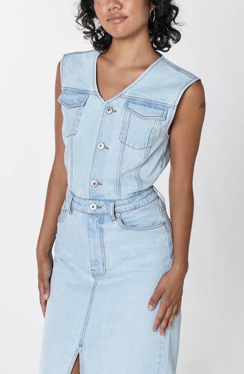 Unpublished Wyatt Twin Flame Denim Maxi Dress In Light Blue