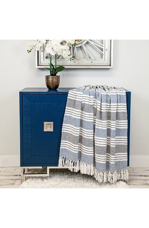 Parkland Collection Kai Stripe Fringe Trim Throw Blanket In Blue