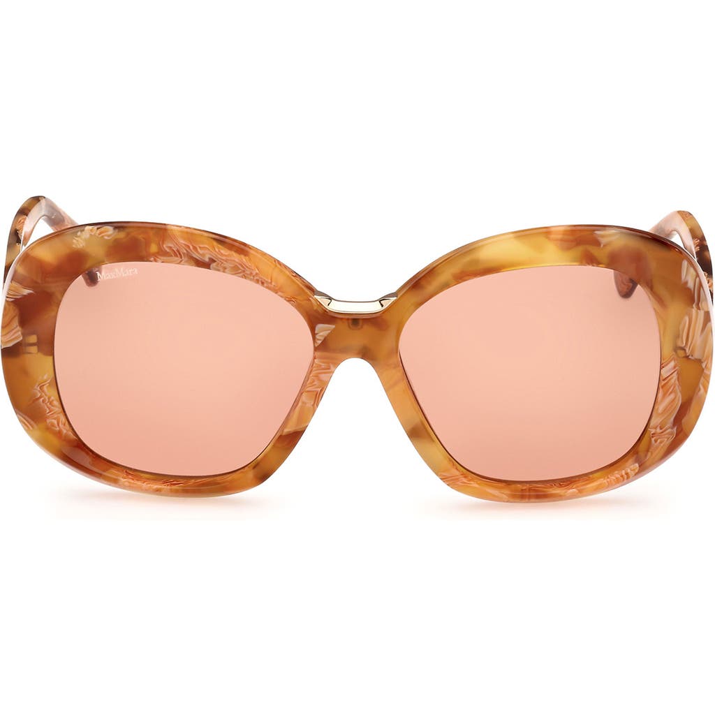 Max Mara Edna 55mm Round Sunglasses In Orange