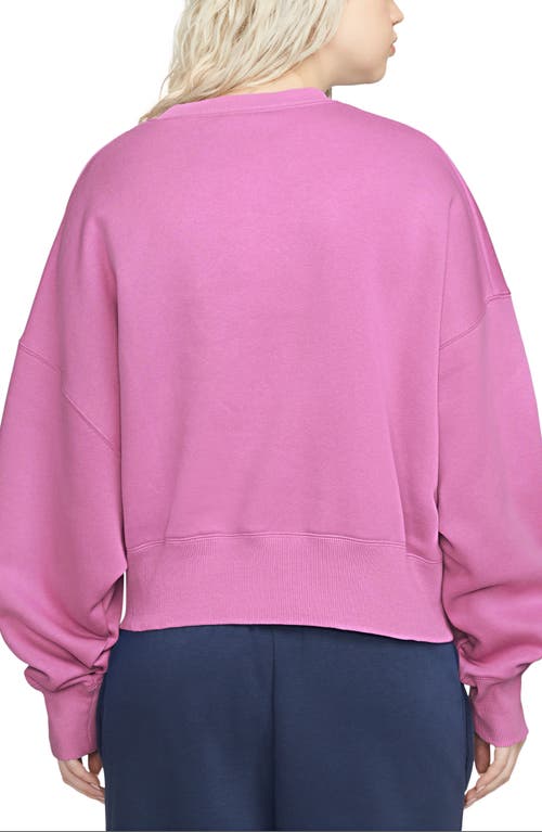 Shop Nike Phoenix Fleece Crewneck Sweatshirt In Playful Pink/black