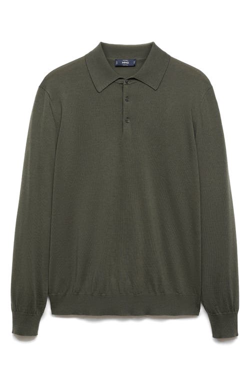 Shop Mango Merino Wool Polo Sweater<br /> In Forest Green