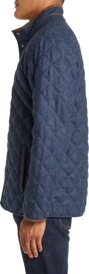 Peter Millar Womens Blakely Quilted Travel Jacket Wool Trim Size Small Blue  Logo
