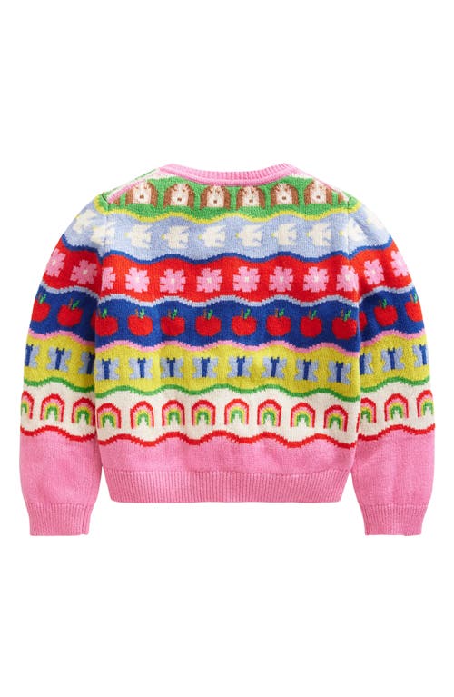 Shop Mini Boden Kids' Edie Fair Isle Cotton & Wool Blend Cardigan In Multi Rainbow