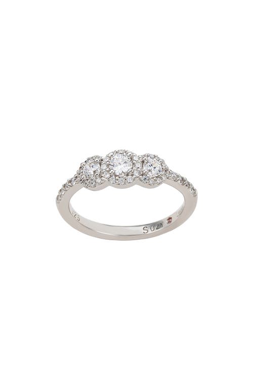 Suzy Levian Rose Sterling Silver Brown Cubic Zirconia Petite Ring In White