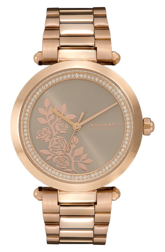 Olivia Burton Women's Signature Floral Ion Plated Carnation Gold-tone Stainless Steel Watch 34mm
