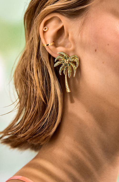 Shop Baublebar Talk To The Palm Pavé Statement Earrings In Green