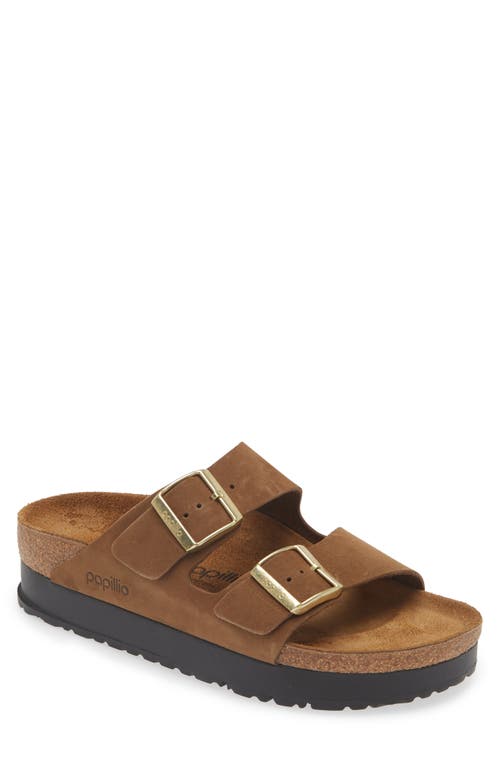 Shop Birkenstock Arizona Flex Platform Slide Sandal In Dark Tea