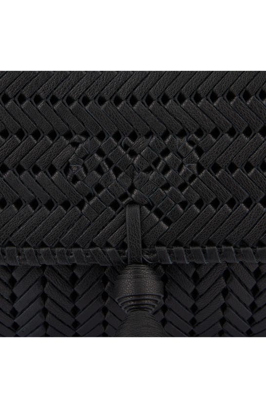 Shop Anya Hindmarch The Neeson Tassel Herringbone Woven Leather Shoulder Bag In Black
