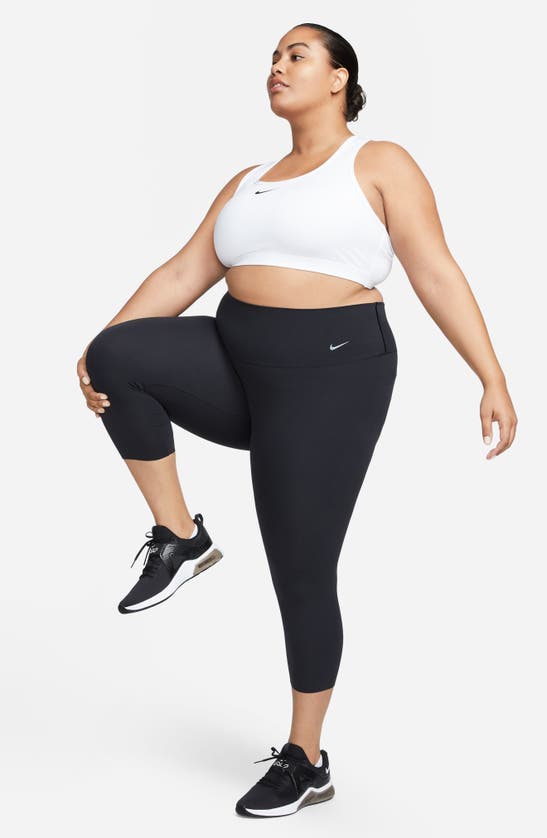 Shop Nike Swoosh Medium Support Sports Bra In White/ Stone Mauve/ Black