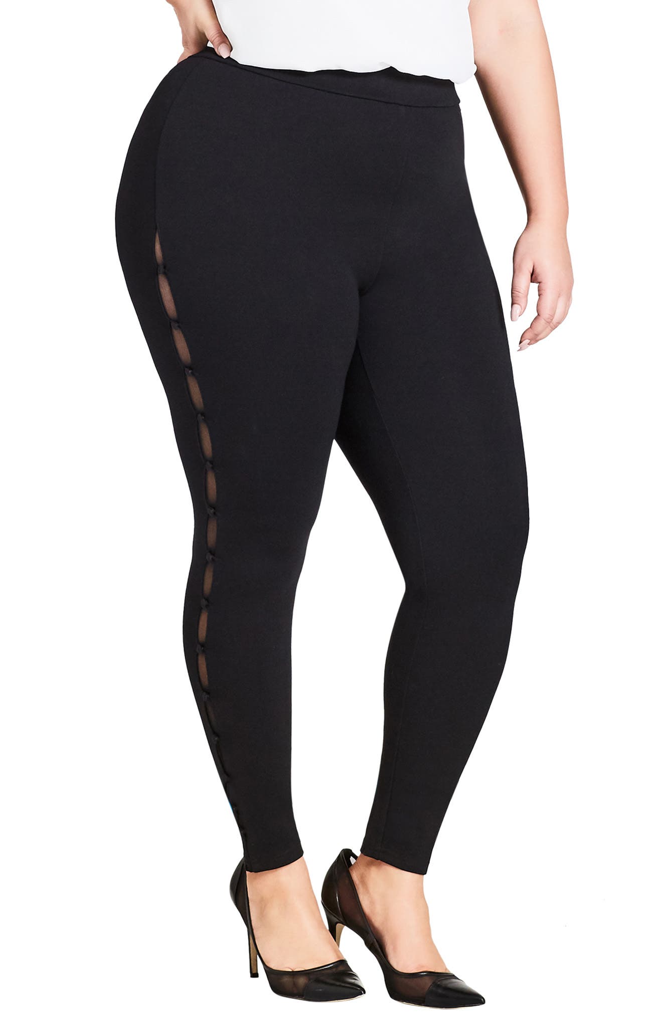 City Chic Mesh Inset Leggings (Plus Size) Nordstrom