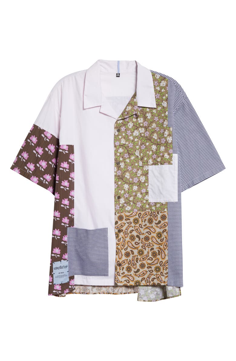 MCQ Grow Up Patchwork Oversize Button-Up Cotton Shirt, Alternate, color, 