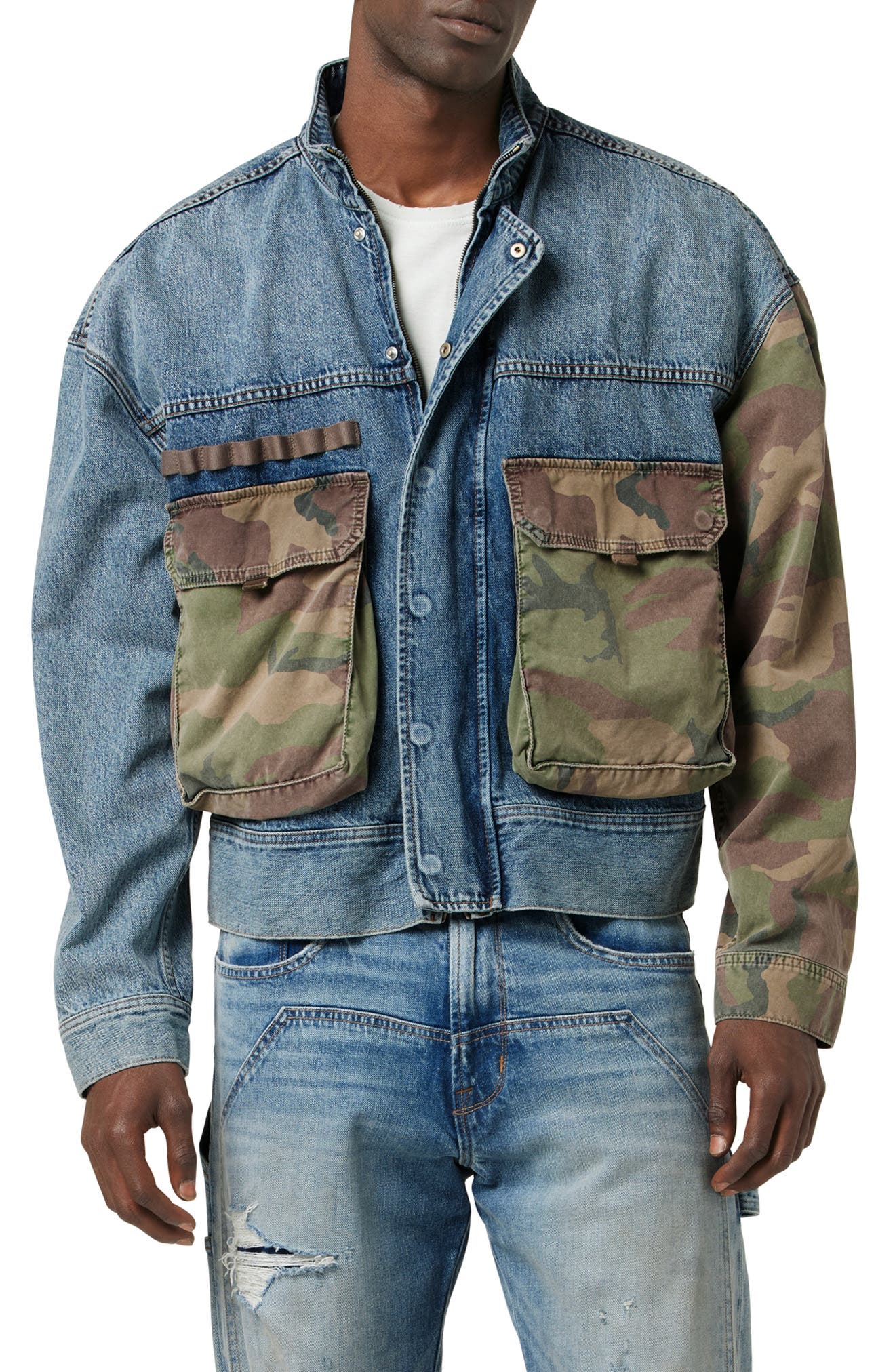 HUDSON Jeans Mens Zip Front Denim Jacket 