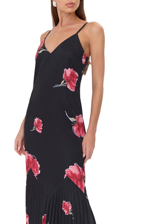 Shop Adelyn Rae Tresora Floral Print Midi Slipdress In Black/red