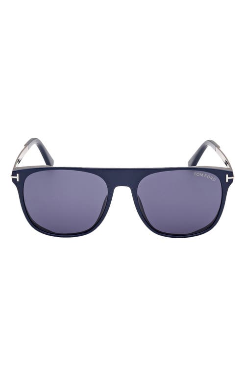 Tom Ford Lionel 55mm Square Sunglasses In Navy Gunmental/blue