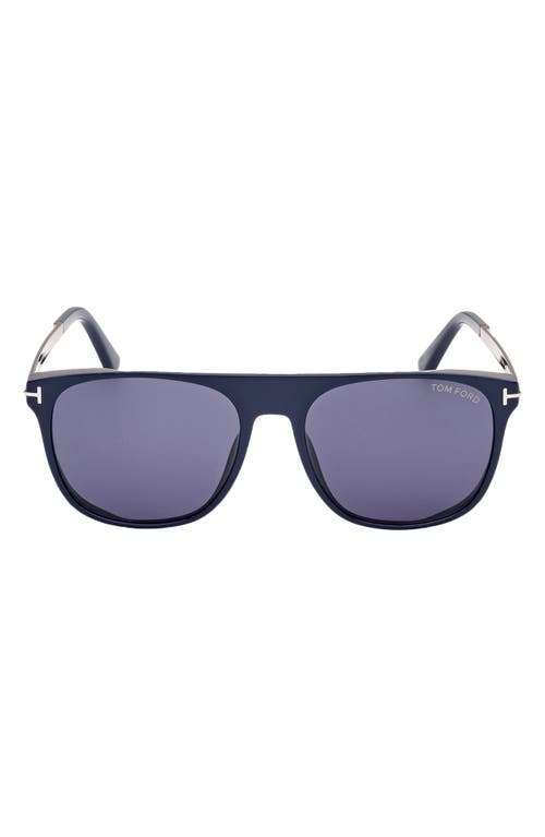 Shop Tom Ford Lionel 55mm Square Sunglasses In Navy Gunmental/blue